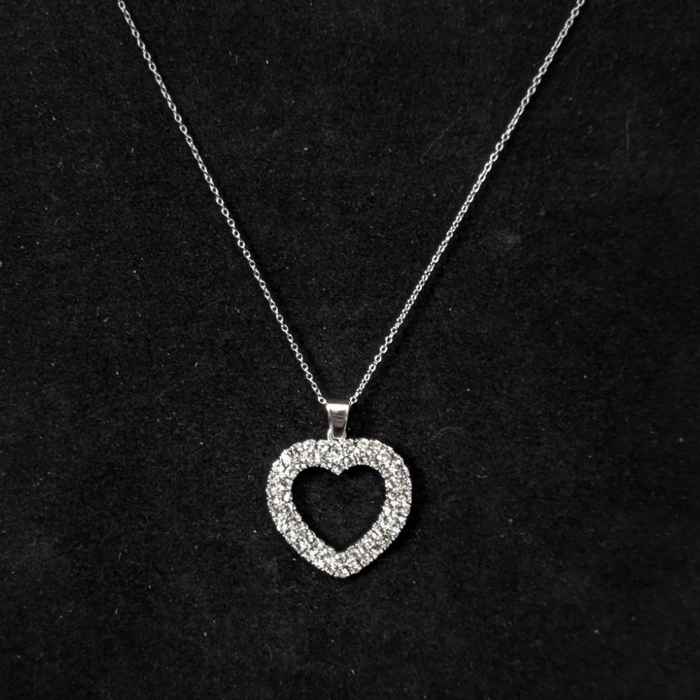 Sterling Silver CZ Heart Necklace - Picture 2 of 5